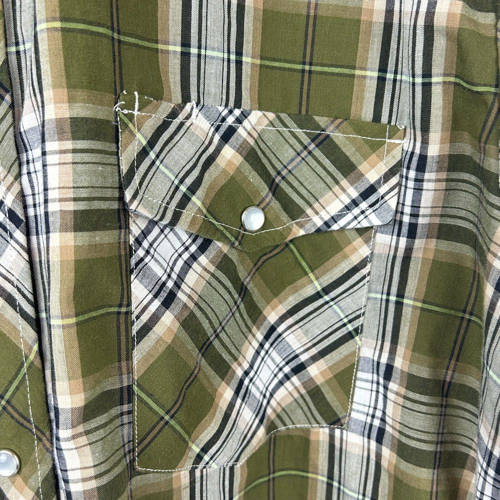 Roper Green White Plaid Pearl Snap Cowboy Western Shirt XL - Picture 7 of 12